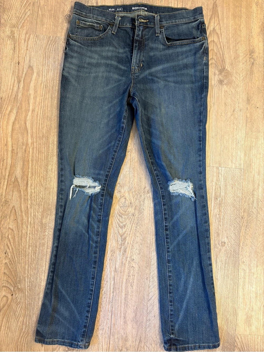 Sonoma Dark Blue Distressed Boot Cut Jeans